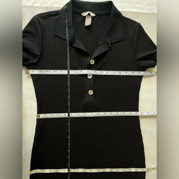 ☘️ H&M Midi Polo Shirt Ribbed Knit Dress with Short sleeves and Side Slit i… - Picture 14 of 15